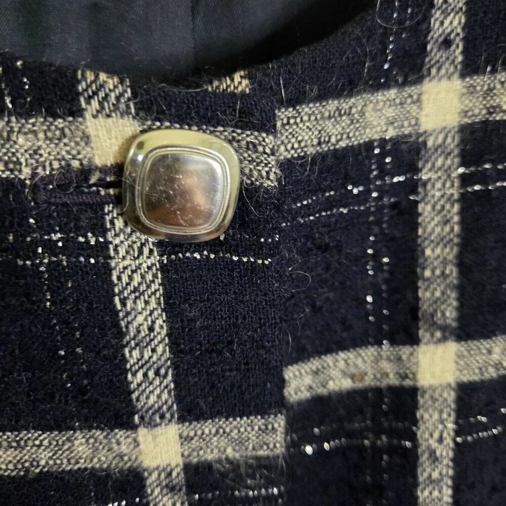Pendleton Vintage Blue Silver Plaid Pure Virgin Wool Lady Jacket Size 6 - Picture 4 of 5